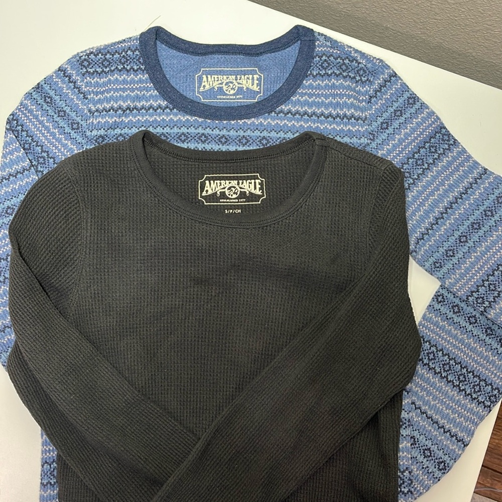 2 American Eagle LS Waffle Shirts